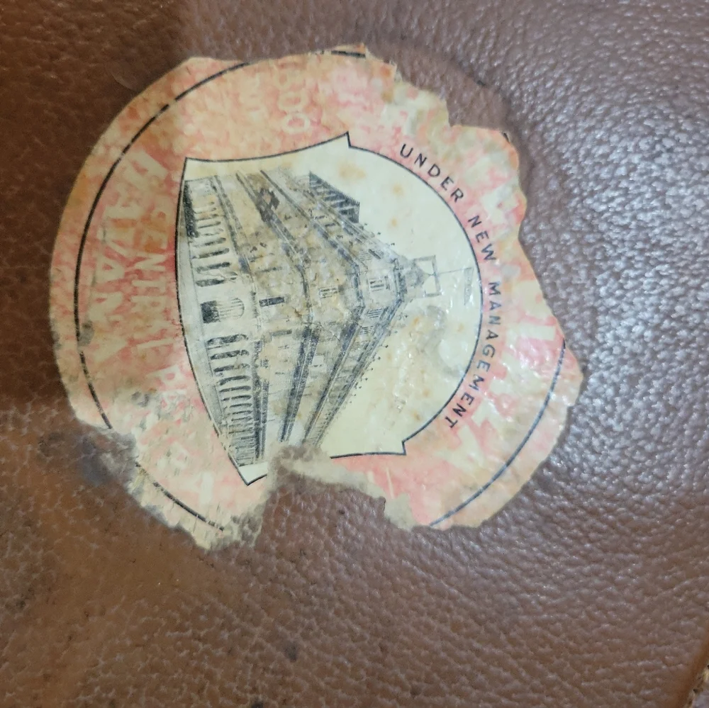 Unique Vintage luggage For a Havana hat...? leather w/ original travel stickers
